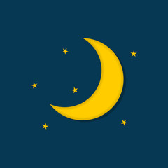 Obraz na płótnie Canvas Moon with stars on dark blue background. Weather icon. Vector illustration 