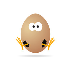 chicken head in egg with leg vector illustration isolated on white