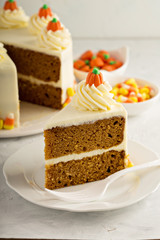 Pumpkin spice layered cake with cream cheese frosting