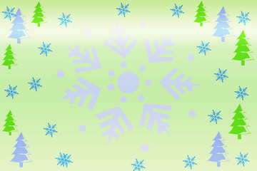 Naklejka na ściany i meble on a green background a bright snowflake