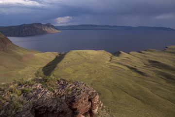 Top view of the Krasnoyarsk reservoir. Khakassia. Russia.