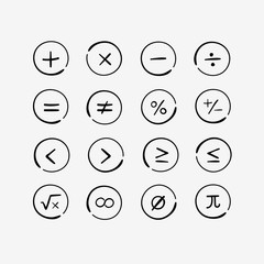 Handdrawn math icons collection