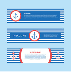 Set of minimalistic marine web banner templates for web site