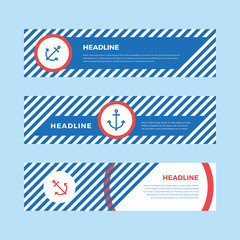 Set of minimalistic marine web banner templates for web site