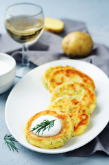 Cheese mashed potato cakes with dill
