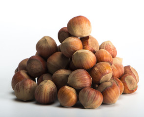 hazelnuts closeup on a light background