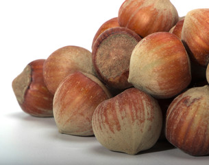 hazelnuts closeup on a light background