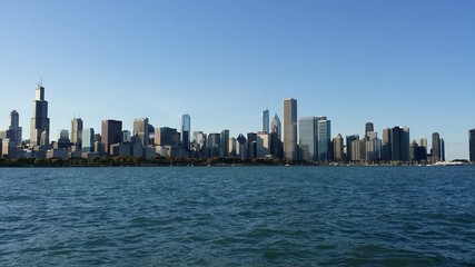 Panorama Chicago skyline from the lake
