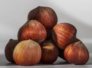 hazelnuts closeup on a light background