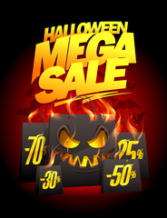 Halloween mega sale vector poster design