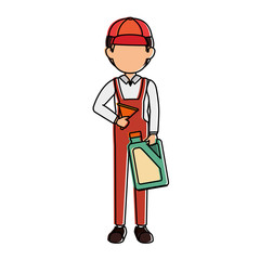 mechanic with gallon avatar character vector illustration design