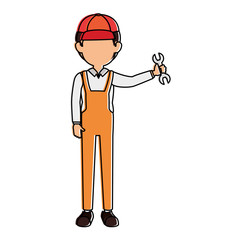 Obraz premium mechanic with wrench avatar character vector illustration design