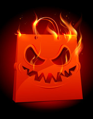 Burning scary red paper bag