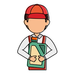 Fototapeta premium mechanic with gallon avatar character vector illustration design