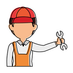 mechanic with wrench avatar character vector illustration design