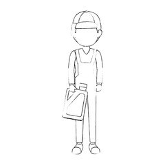 mechanic with gallon avatar character vector illustration design