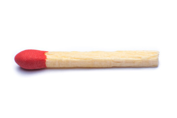 Close-up red match isolated on a white background