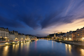 Lyon city by night