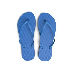 Blue flip flop sandals on a white background. 3D Rendering