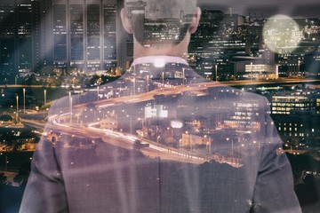 A back turned businessman on a background