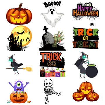 Halloween Trick or Treat Icons Illustration