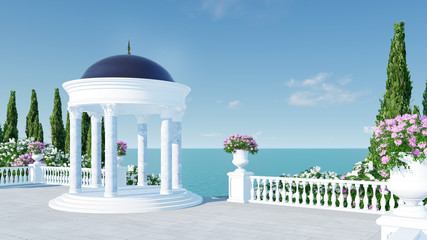 3d render from imagine roman dome classic style in garden right view