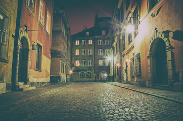 Old Town at night. Warsaw, Poland