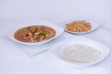 Chicken Soup with Rice and Tortillas