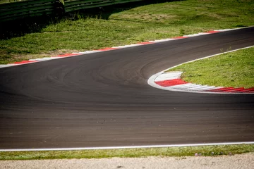 Tuinposter Motorsport racing track curb at round closeup limit borderline concept © fabioderby