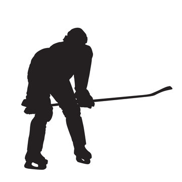 Ice hockey player, isolated vector silhouette