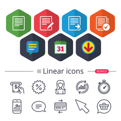 Document icons. Download file and checkbox.
