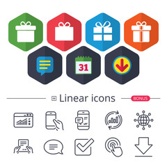 Gift box sign icon. Present symbol.