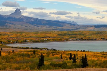 Over Looking Duck lake with Cheif mountain in the back ground