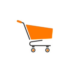 Shopping cart logotype orange with grey isolated vector © oljgaa29