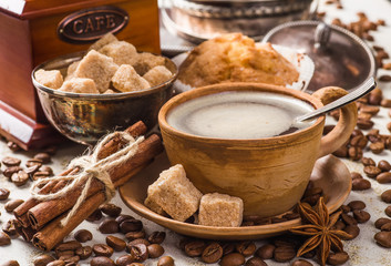 coffee cup and coffee beans