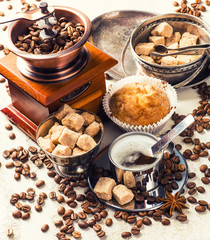 coffee cup and coffee beans