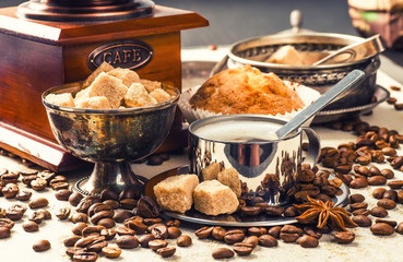 coffee cup and coffee beans