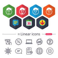 Fototapeta premium Rapper smile face icons. Happy, sad, cry.