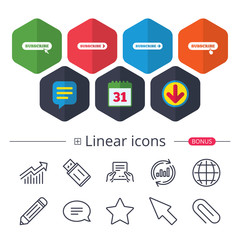 Subscribe icons. Membership signs with arrow.