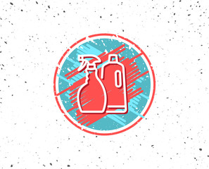 Cleaning spray and Shampoo line icon. Cleanser.