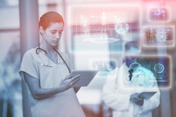 Composite image of medical interface in blue and black 3d