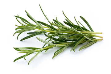 Fototapeta premium Rozmaryn na białym tle na białym tle, widok z góry.