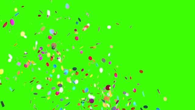 Confetti Party Popper Explosions on a Green Background, Five Options. 3d animation, 4K. look for more options in my portfolio