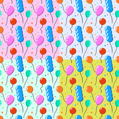 Seamless pattern set background with party balloons of different colors ideal for baby shower vector illustration eps