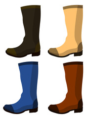 Set leather boots. Isolated rubber shoes elements. vector illustration eps10
