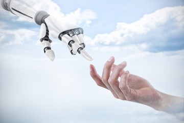 Composite image of hand of man pretending to hold an invisible