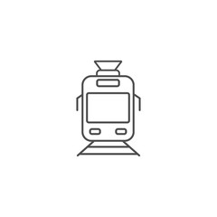 Tram simple icon outline silhouette on white background. Ground public transport