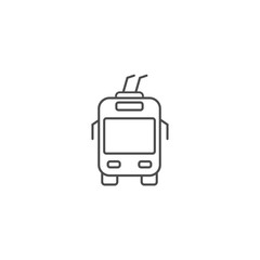 Trolleybus simple icon outline silhouette on white background.