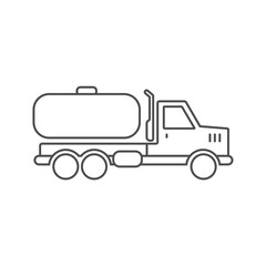 Truck with tank cistern trailer simple icon outline silhouette on background.