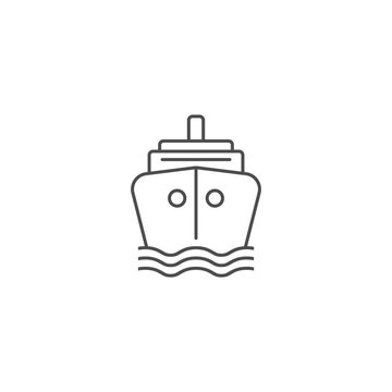 Ship simple icon outline silhouette on white background. Water transport.